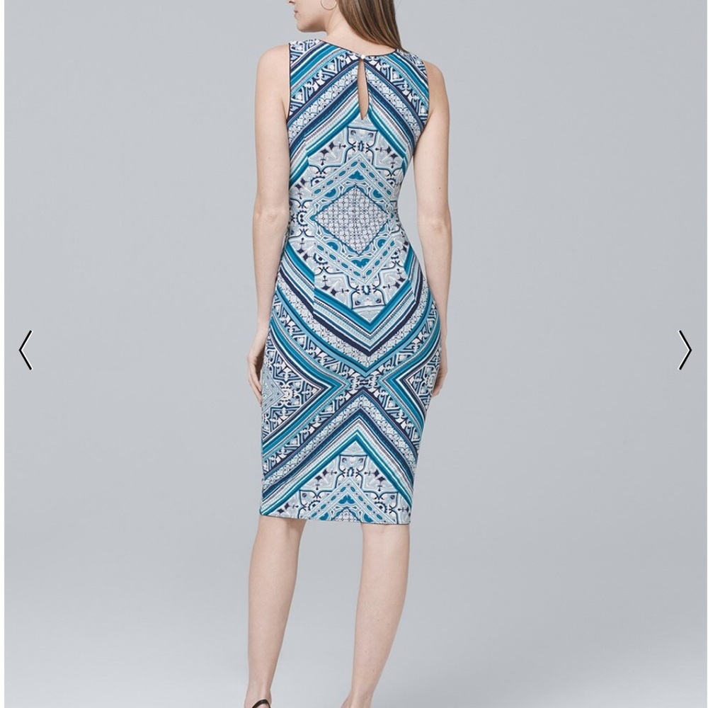 NWT Reversible White House Black Market Reversible Scarf-Print Knit Sheath Dress - Picture 4 of 14